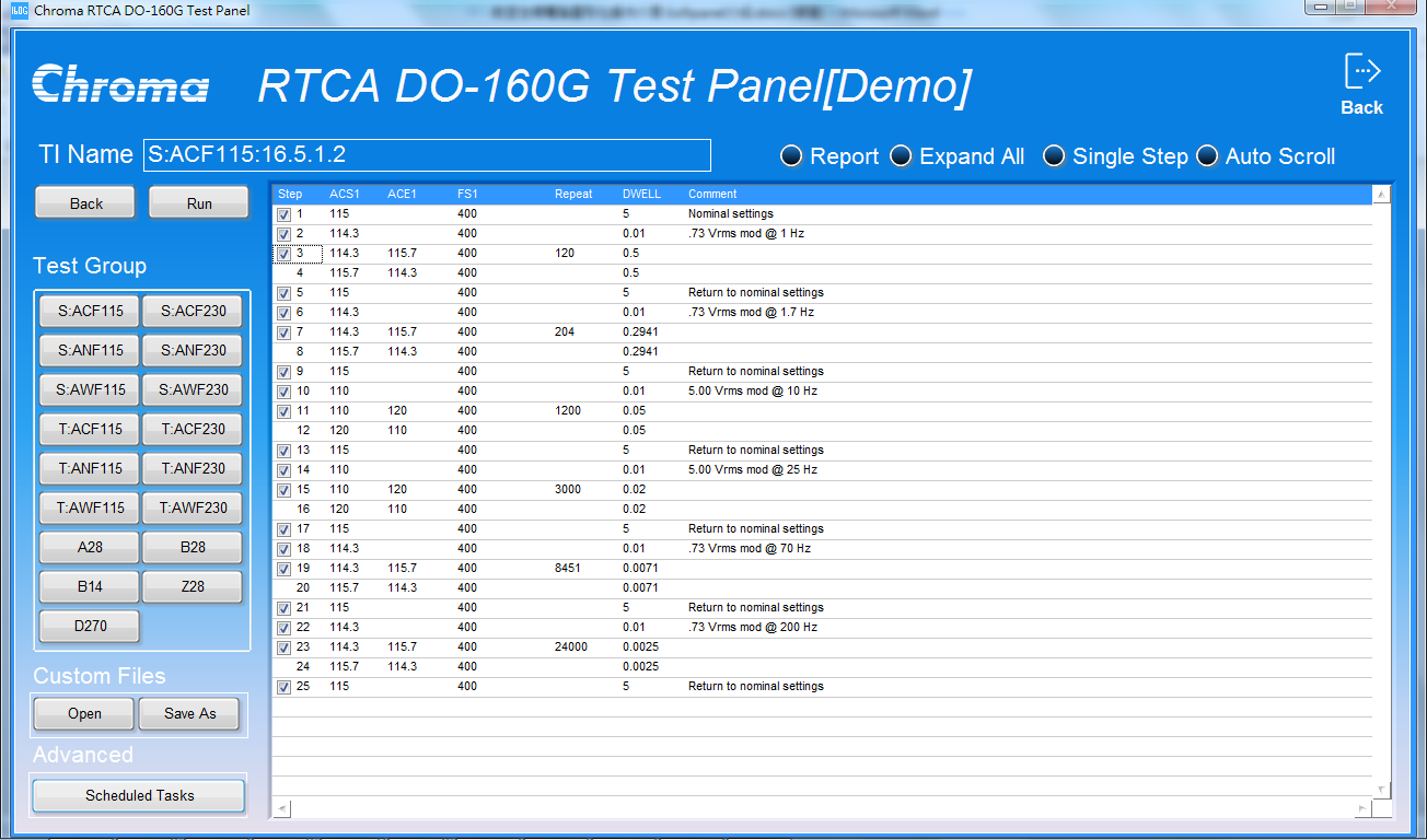 色度RTCA DO-160G航空航天测试软面板